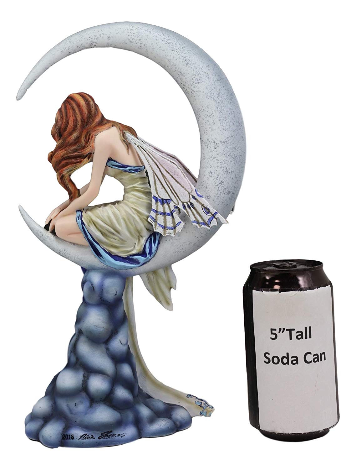 Ebros Fantasy Celestial Crescent Lunar Moon Dream Weaver Fairy Statue 12" Tall by Artist Nene Thomas 'Memory' Astrology Zodiac Fairies Nymphs Pixies Themed Collectible Figurine As Home Decor Accent