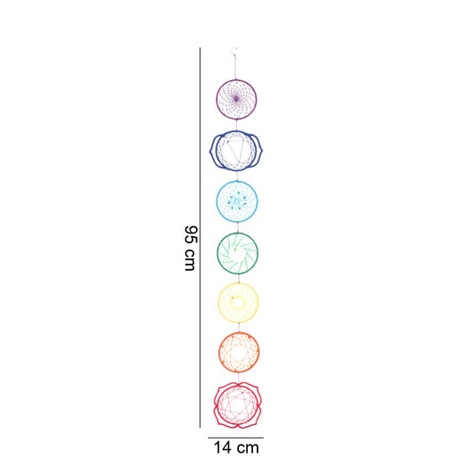 Colorful Wiccan 7 Chakra Symbols Zone Colors Dreamcatcher Yoga Wall Decor Mobile