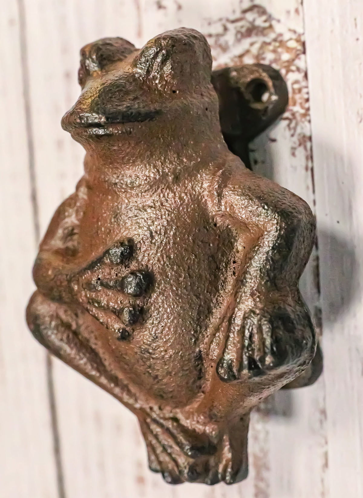 Nautical Cast Iron Farmhouse Rustic Fat Belly Frog Toad Door Knocker Sculpture