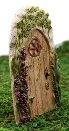 Ebros Fairy Garden Miniature Lavender Oak Tree House Door Figurine 4"H