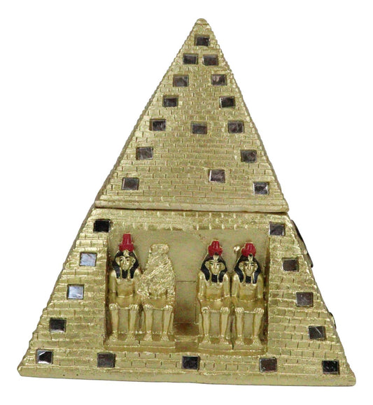 Ebros Egyptian Mirror Pyramid Eye of Horus Hinged Jewelry Box Figurine Statue - Ebros Gift