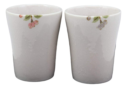 Ebros Made In Japan Vintage Victorian Style Colorful Floral Spring Blossoms Porcelain 10oz Cups With Flared Top Set of 2 For Coffee Tea Drink Cup Asian Fusion Decorative Kitchen Home Gift Sets
