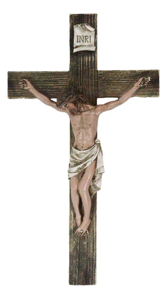 Passion of Jesus Christ Death at Calvary Crucifix Catholic INRI Wall Cross Decor - Ebros Gift