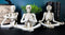 Ebros Set of 3 Whimsical Namaste Meditating Yoga Skeletons Trio Figurines 5.5" Tall