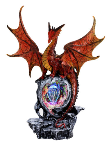 Ebros Volcanic Dragon Statue 19"H Guardian Of Fossil Cave Crystal Mine LED Night Light