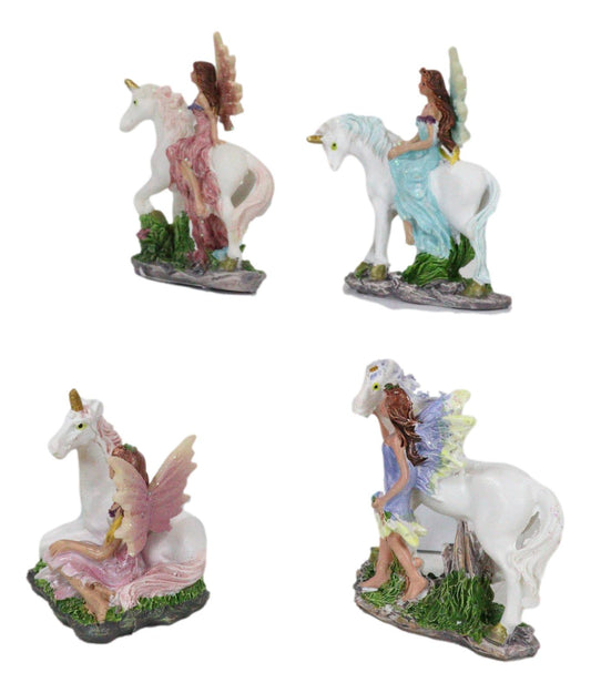 Beautiful Fairy Damsel With Legendary Unicorn Miniature Figurine Collectible Set