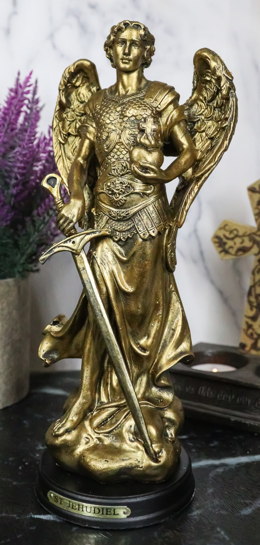 Saint Jegudiel Jehudiel Archangel Statue Patron of Spiritual Endeavors 8"Tall
