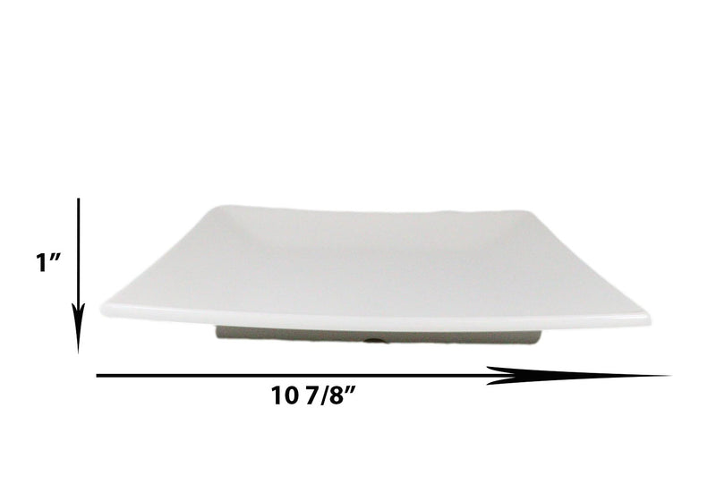 11" White Melamine Modern Square Serving Dinner Plates or Dish Platters Set of 2 - Ebros Gift