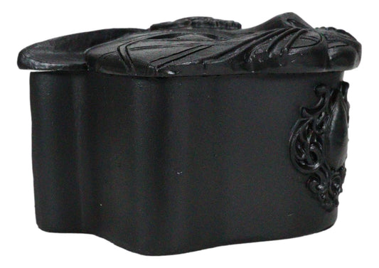 Black Wicca Triple Goddess Sacred Cat Bastet Sculptural Decorative Jewelry Box - Ebros Gift
