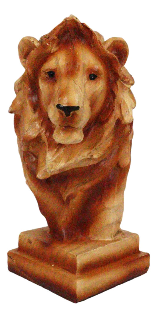 African Safari Lion King Of Pride Rock Bust Small Faux Wood Carving Figurine - Ebros Gift