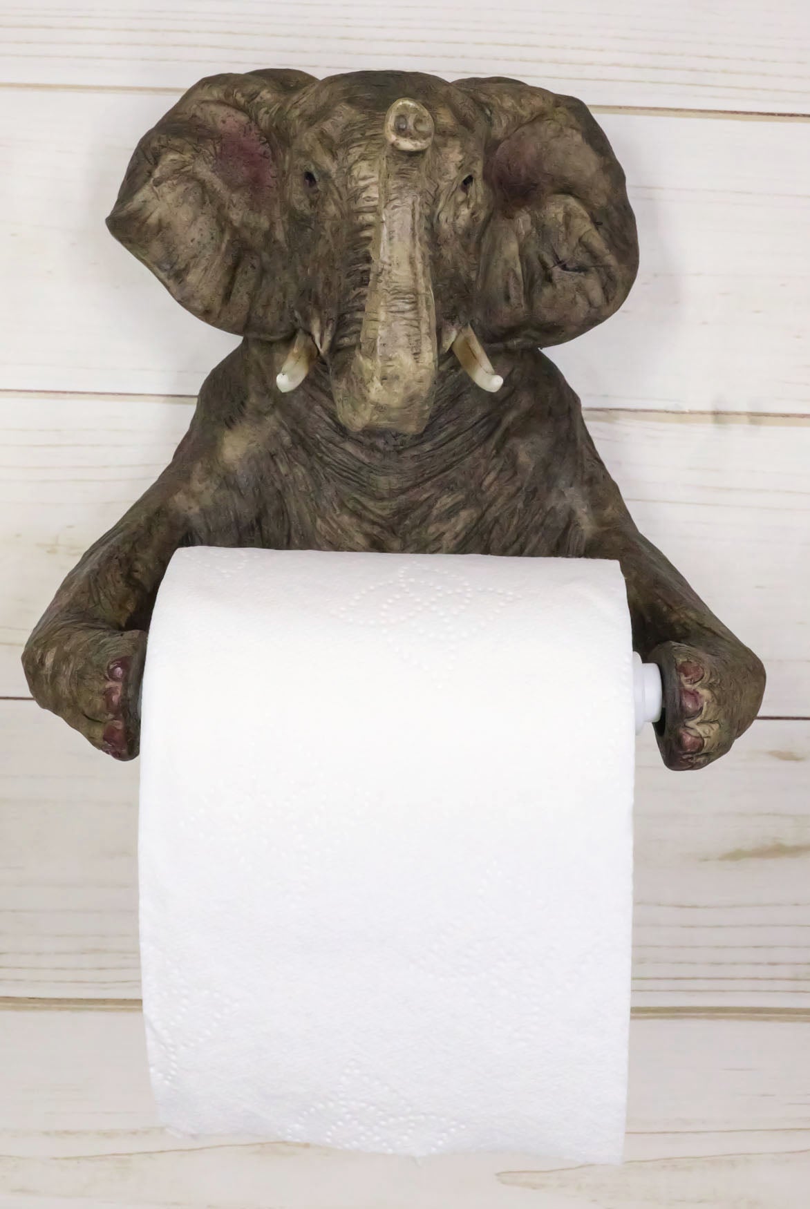 Ebros Pachyderm Servant Safari Elephant Holding Toilet Tissue Paper Holder
