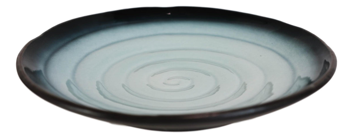 Pack Of 5 Ceramic Zen Blue Lunch Salad Appetizer Deep Plates Or Shallow Bowls - Ebros Gift