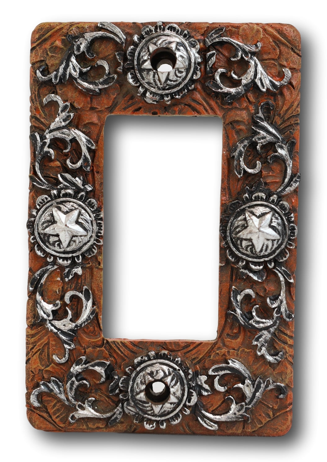 Set of 2 Western Stars And Lace Scroll Art Wall Single Gang Rocker Switch Plates