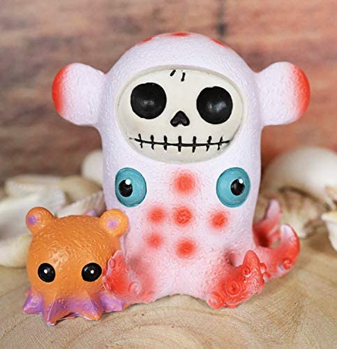 Ebros Furry Bones Pink Giant Squid Skeleton Nautical Cephalopod Furrybones - Ebros Gift
