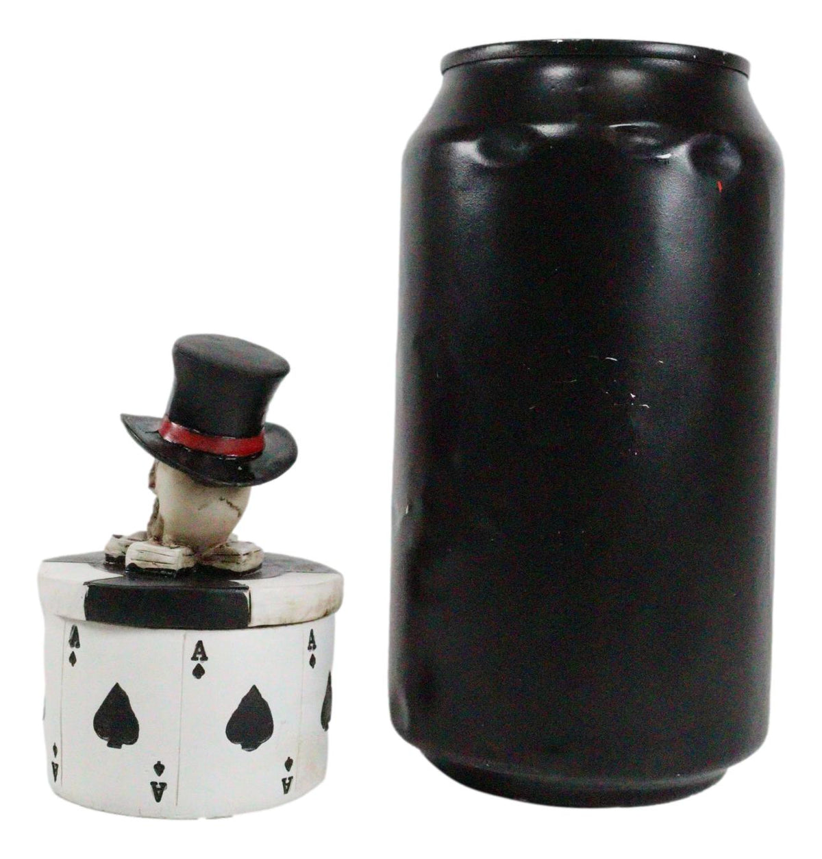 Ace of Spades Skull Poker Chip Cards Top Hat Skull Small Decorative Box Figurine