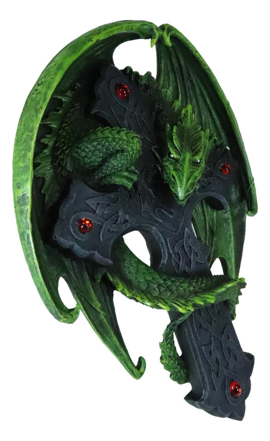 Ebros Celtic Woodland Dragon Crucifix Wall Mount Sculpture Plaque Figurine Anne Stokes