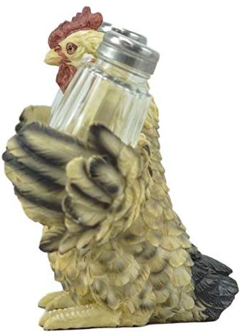Ebros Country Farm Mother Hen Hugging Glass Salt Pepper Shakers Holder 6" Tall - Ebros Gift