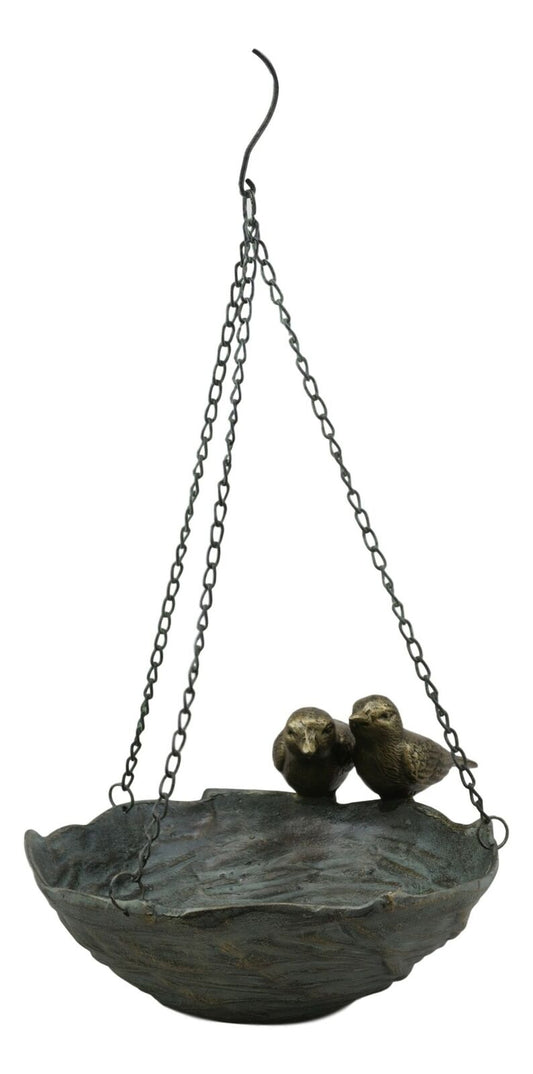 Ebros Gift 21" Tall Aluminum Metal Rustic Whimsical Perching Pair of Lovebirds Hanging Bird Feeder Or Nest Holder Garden Outdoors Sculpture for Lawn Pool Patio Pool Backyard Decor Accent - Ebros Gift