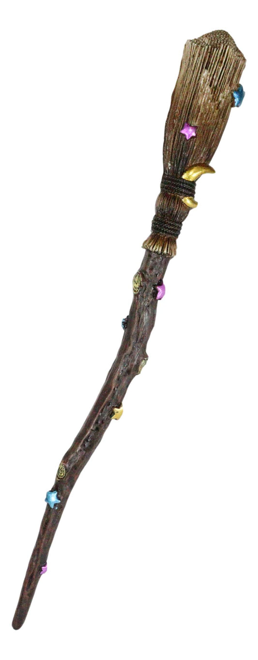 Ebros Wicca Occult Hocus Pocus Stars and Moon Witch's Broom Magic Wand Cosplay Wands
