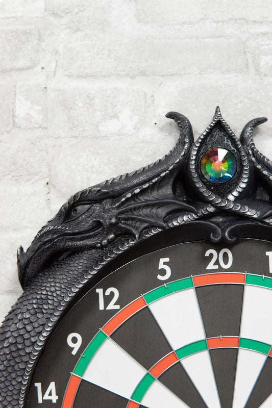 Medieval Dungeon Crystal Jade Dual Dragon Dart Board Wall Sculpture 20.5"H Decor