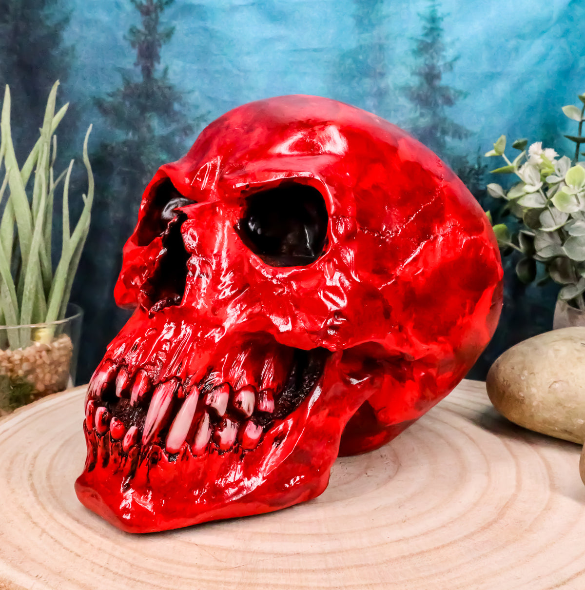 Bloodlust Red Blood Vampire Skull Statue 8"Long Demonic Dracula Skeleton Cranium
