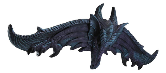 Ebros Large 34.25"Wide Medieval Fantasy Midnight Blue Blood Overwatch Dragon With Open Wings Wall Decor Plaque Entrance Overdoor Pediment Door Hanger Dragons And Dungeons Halloween Wall Art Decorative - Ebros Gift