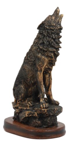 Ebros Howling Wolf Statue 10.5" Tall Alpha Wolf Pack Figurine in Faux Bronze
