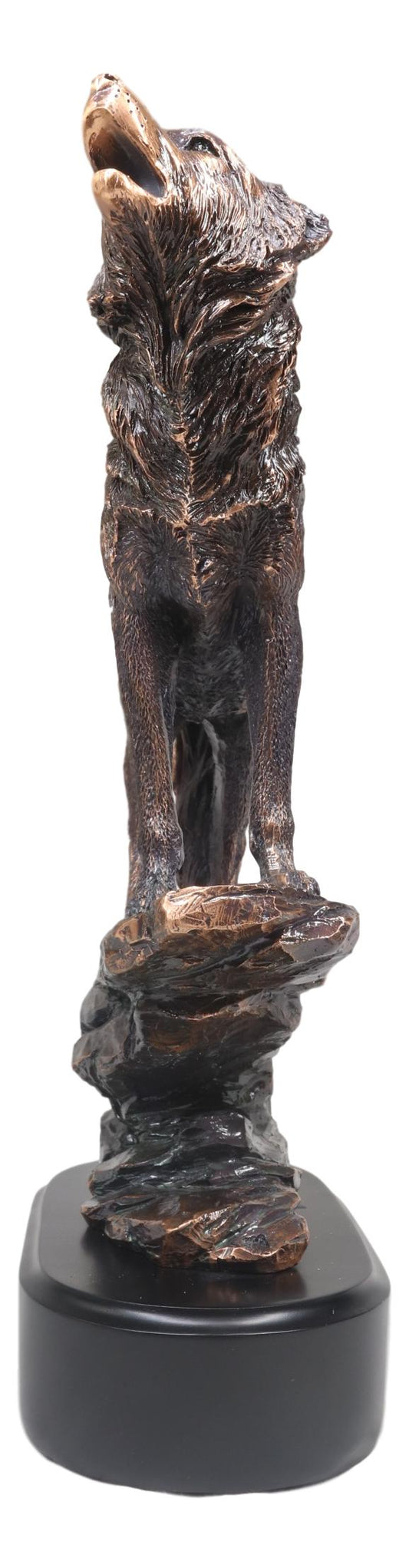 Midnight Moon Howling Alpha Gray Wolf Statue In Bronze Electroplated Finish - Ebros Gift