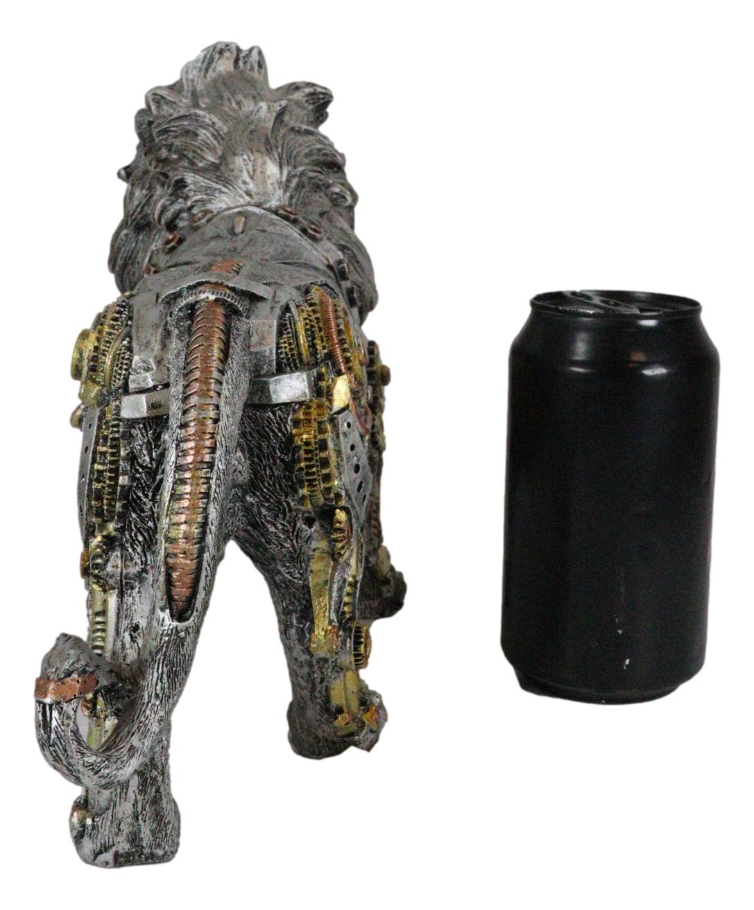 Steampunk Pressure Valve Bionic Geared Cyborg Lion King Prowling Figurine