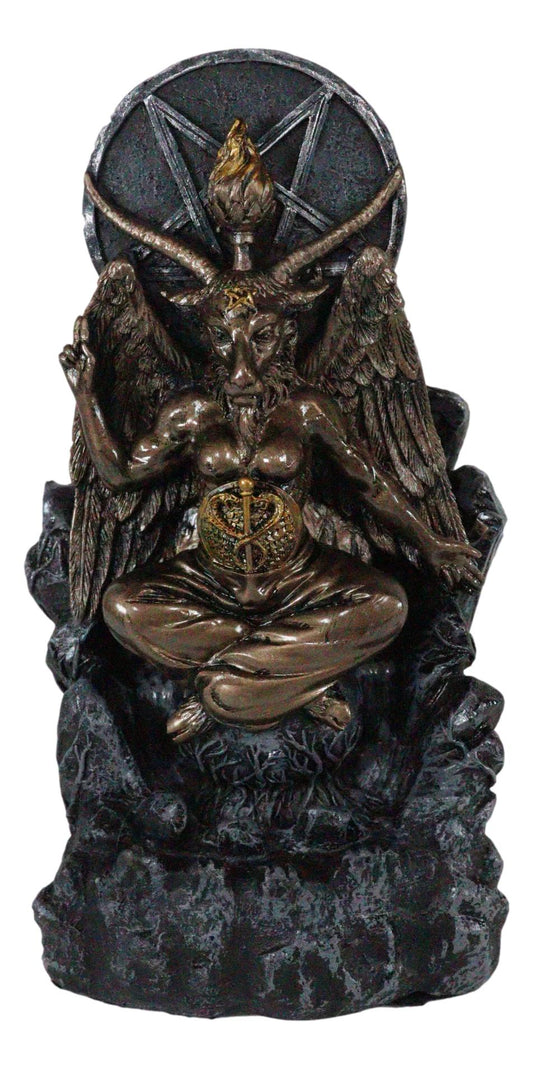 Ebros Sabbatic Goat Baphomet Pentagram Sigil Backflow Cone Incense Burner Figurine