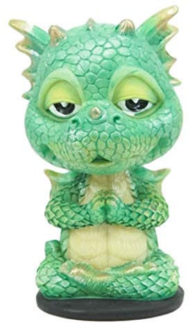 Ebros Wyrmling Baby Hatchling Green Drake Yoga Dragon Bobblehead Figurine 4"H