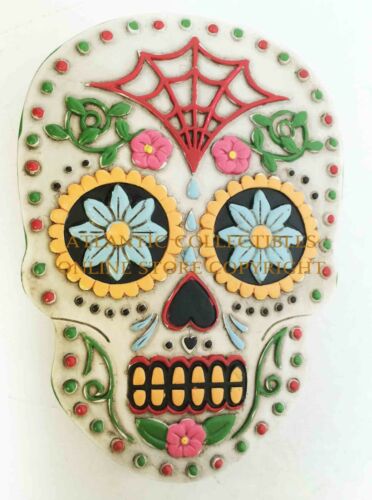 Day of the Dead DOD White Sugar Skull Jewelry Trinket Box Figurine Long