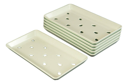 Pack Of 6 Sage Green Neta Zara Sushi Sashimi Plates With Drip Holes 8.75"X5"