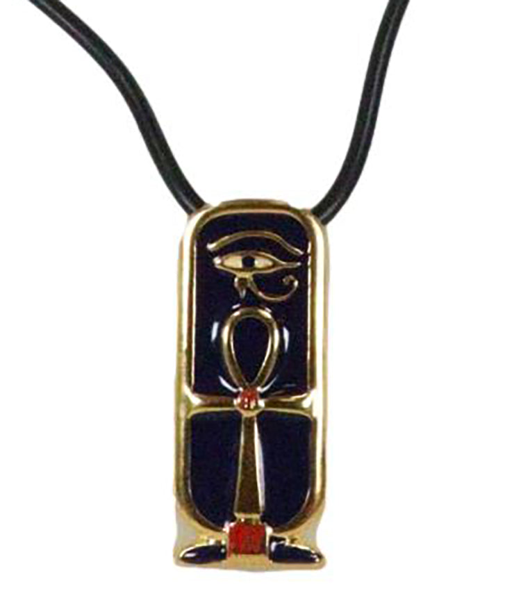 Egyptian Ankh Cartouche Pendant Medallion Pewter Necklace Accessory Jewelry