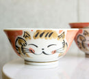 Made In Japan Pink Lucky Cat Maneki Neko 16oz Soup Rice Cereal Bowls Set of 6
