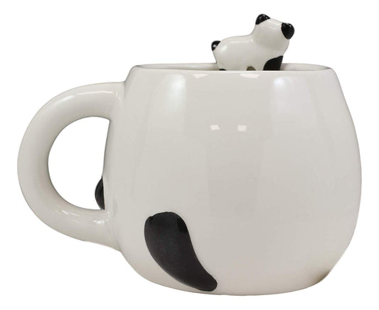 Ebros Giant Panda Bear Ceramic Coffee Mug With Sleeping Cub Latch On Spoon Set - Ebros Gift
