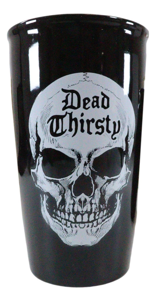 Ebros Gothic Macabre Dead Thirsty Sinister Skull Ceramic Travel Coffee Mug Cup W/ Lid - Ebros Gift