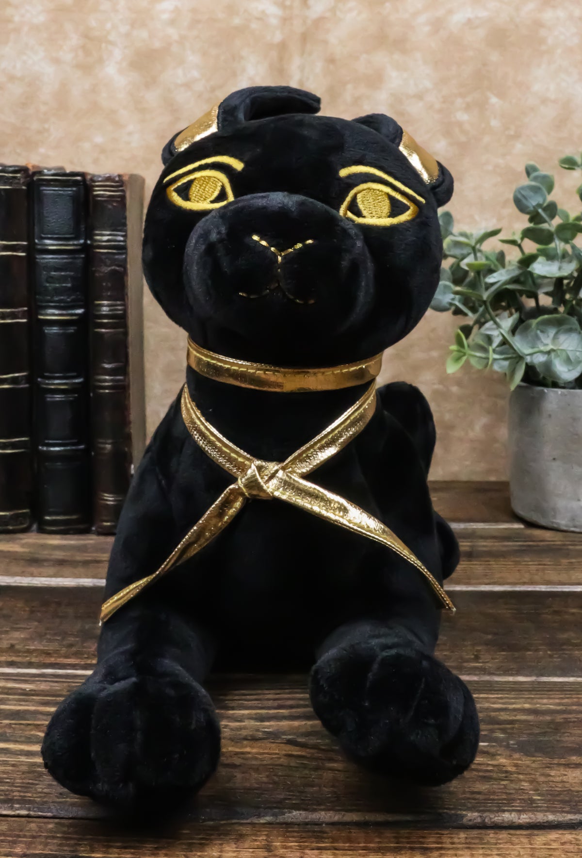 Larger Black & Gold Egyptian God Of Afterlife Sitting Anubis Dog Plush Toy