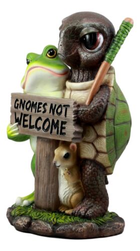 Ebros "Gnomes Not Welcome!" Angry Turtle Squirrel And Frog Friends Decor Statue