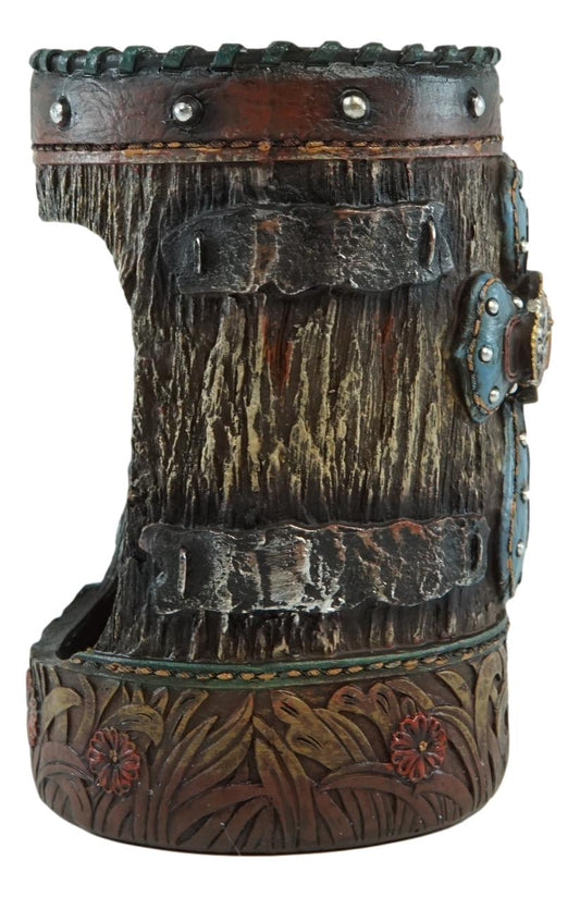 Country Rustic Western Blue Cross W/ Concho Toilet Brush and Sanitary Holder Set