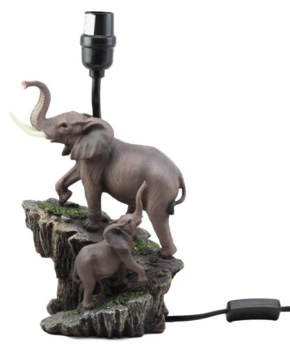 Migration Of The Majestic Elephant Family Safari Desktop Table Lamp Statue Decor - Ebros Gift