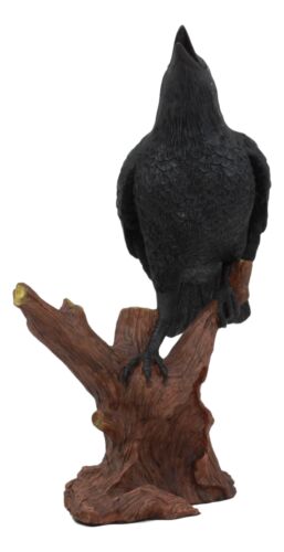 Ebros Crowing Raven Perched On Tree Branch 8.25" Tall Scavenger Bird Figurine