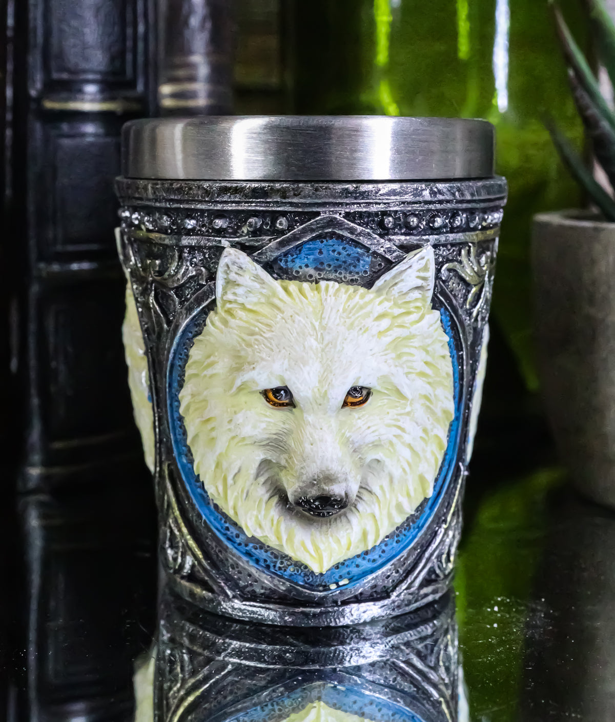 Ebros Full Moon Alpha Wolf 2-Ounce Shot Glass SET OF 2 - Ebros Gift