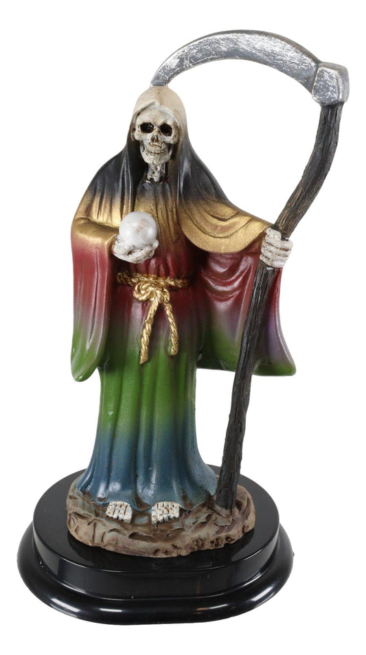 Ebros Gift 5.5"H Rainbow Santa Muerte With Scythe Protection Decorative Figurine - Ebros Gift
