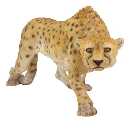 Large 49" Long Lifelike Safari Lightning Predator Prowling Cheetah Statue Decor