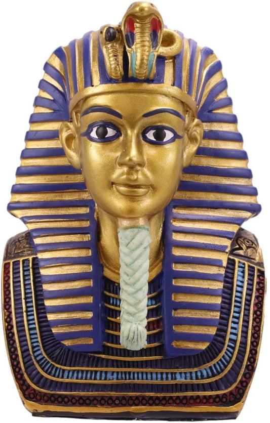 Ebros Golden Cobra and Vulture Mask of Pharaoh King TUT Bust Statue 4.75" Tall