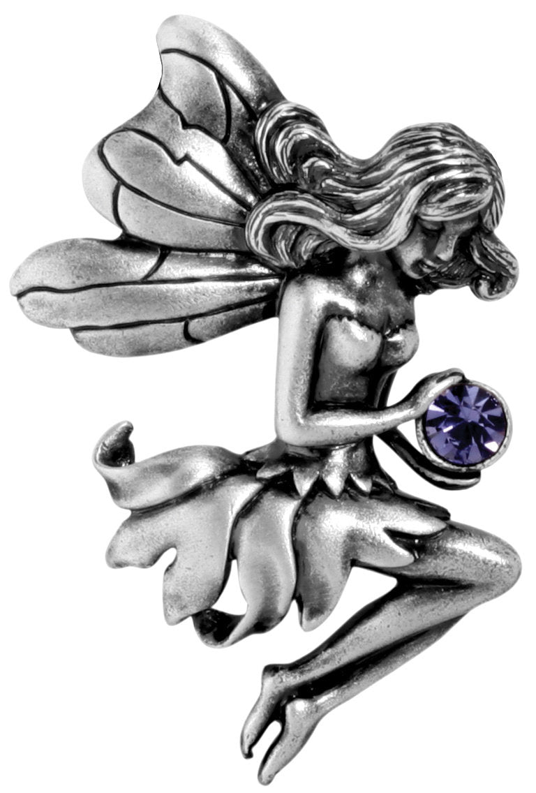 Ebros Enchanted Fairy Holding Purple Gem Medallion Necklace Accessory Jewelry