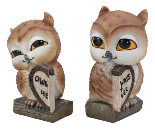 Ebros Valentines Kissing Love Owl Couple Decor Statue 2 Owls W/ Heart Sign