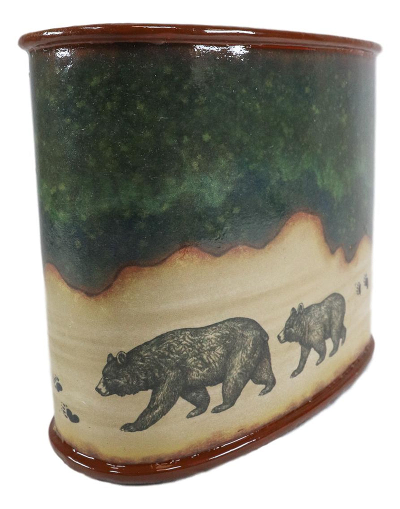 Ebros Rustic Lodge Black Bear Country Paw Trail Makeup Or Tooth Brush And Paste Holder