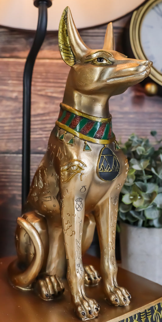 Bronzed Egyptian God Of Afterlife Death And Mummies Anubis Table Lamp Statue